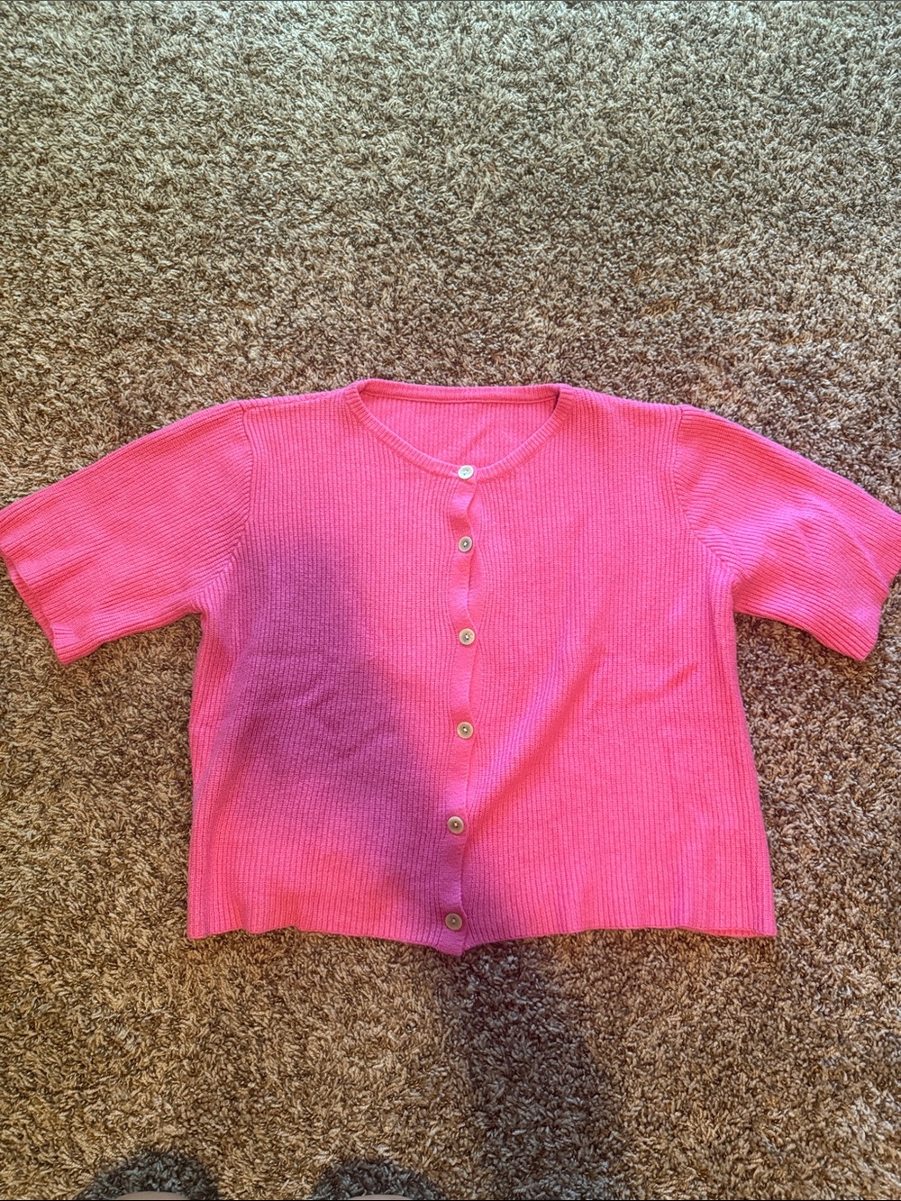 Hot pink short sleeve sweater